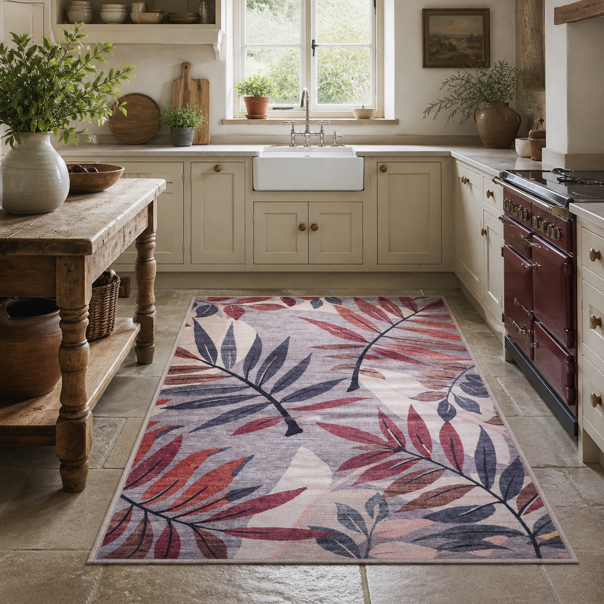 Premier Floral Soft White Washable Rug by Netline Home