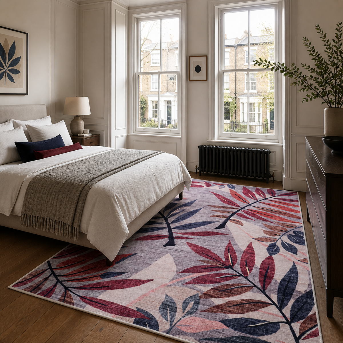 Premier Floral Soft White Washable Rug by Netline Home