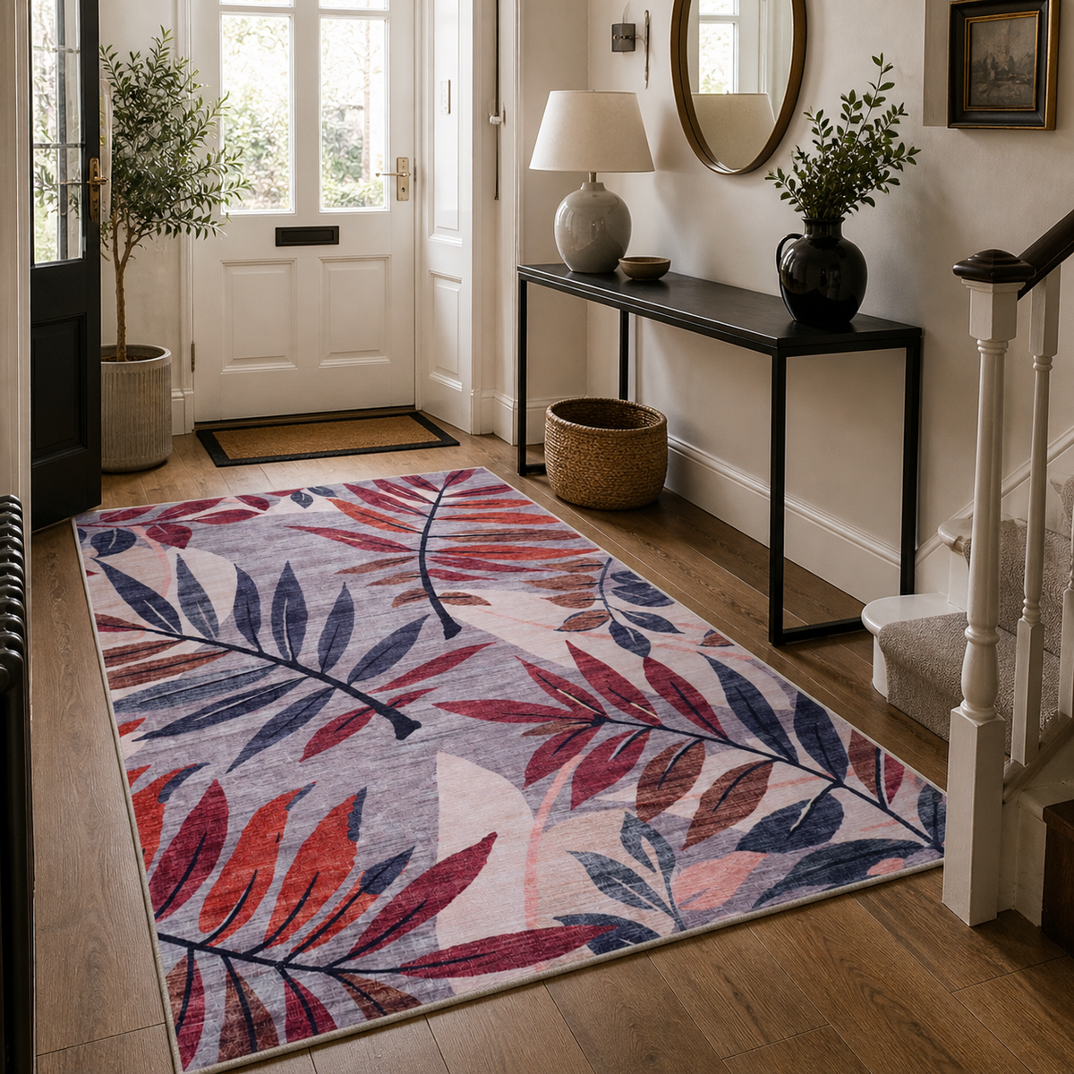 Premier Floral Soft White Washable Rug by Netline Home