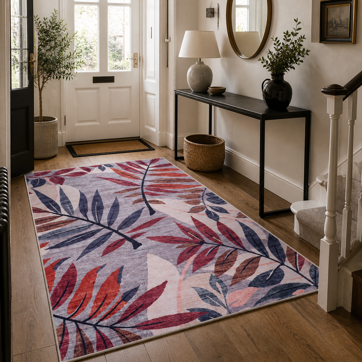 Premier Floral Soft White Washable Rug by Netline Home