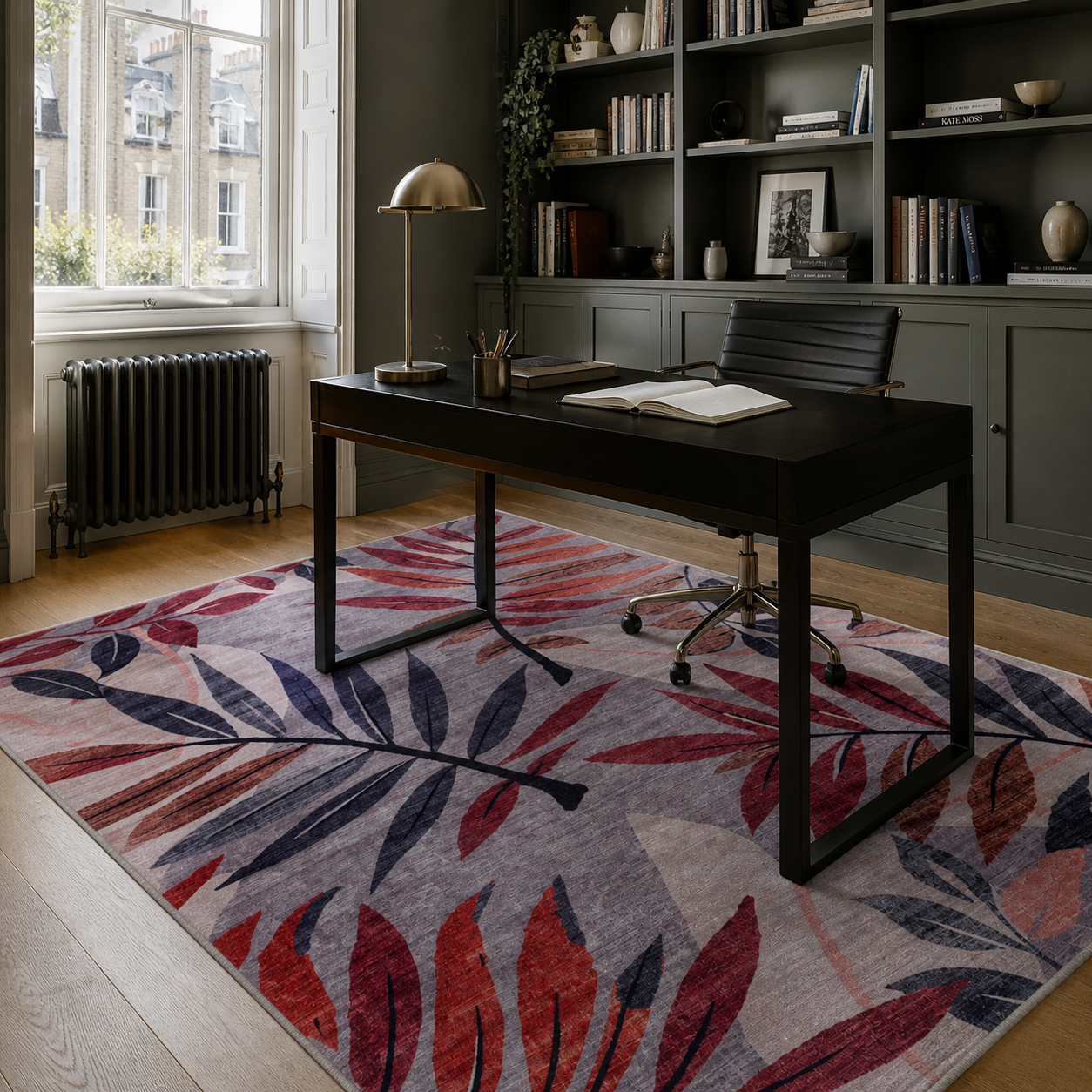 Premier Floral Soft White Washable Rug by Netline Home
