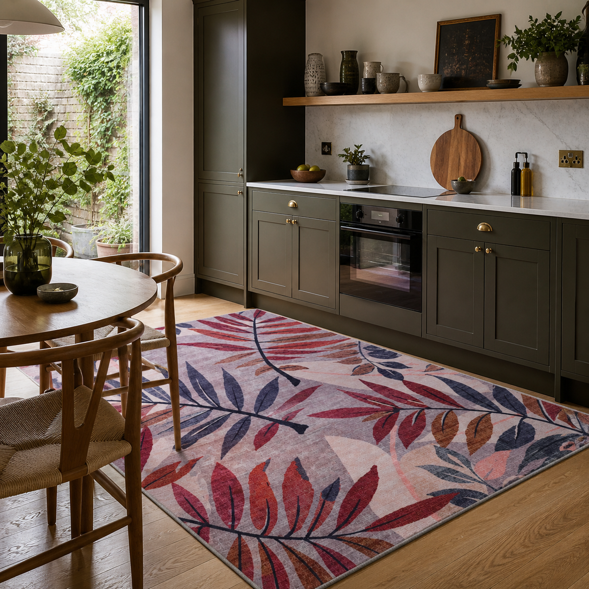 Premier Floral Soft White Washable Rug by Netline Home