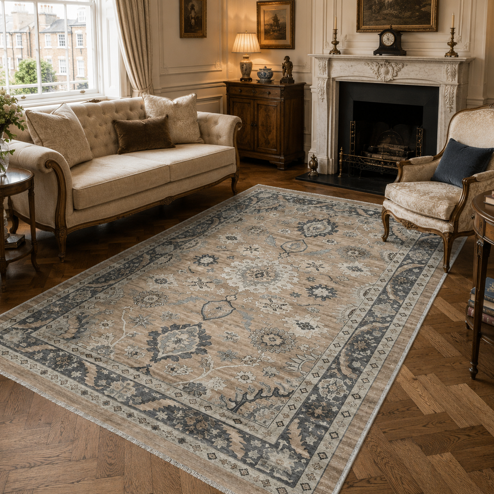 RW302601 washable chenille area rug, room scene