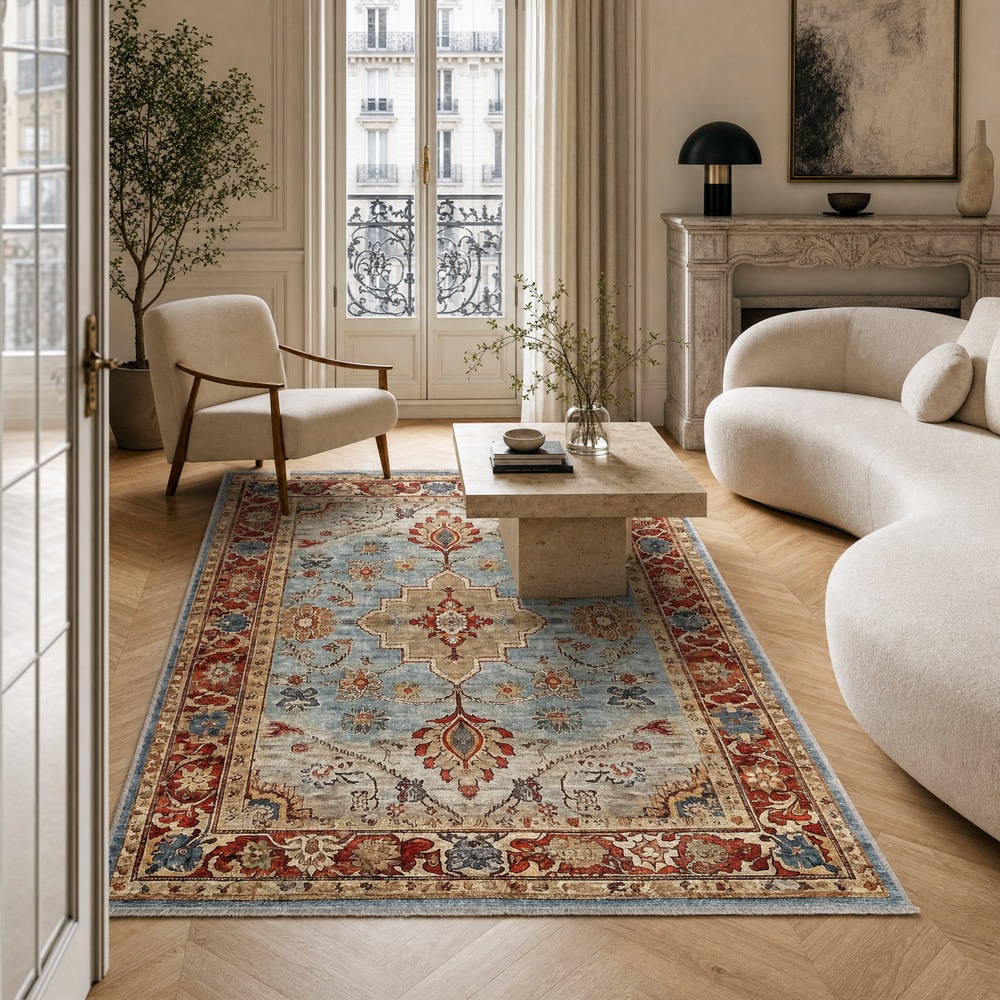 RW3032 washable chenille area rug in a modern living room