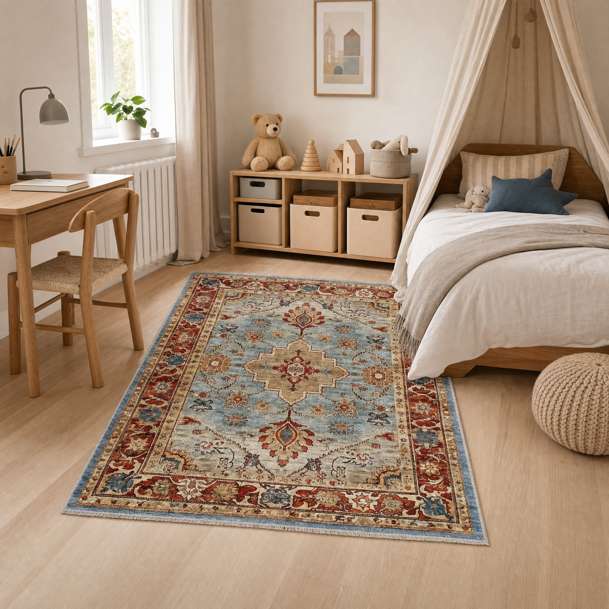 RW3032 washable chenille area rug, pet and kid friendly