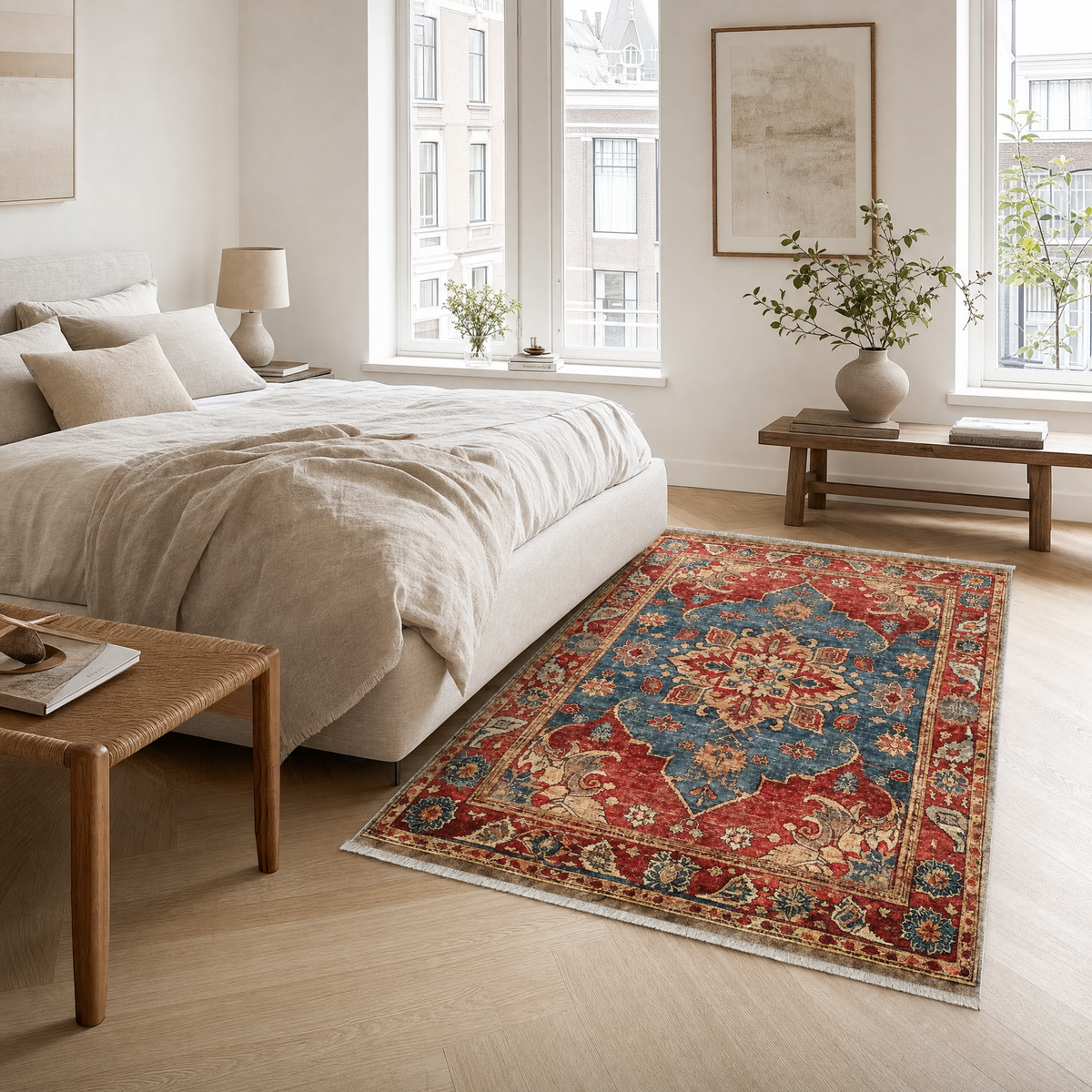 RW3033 washable area rug in a modern bedroom