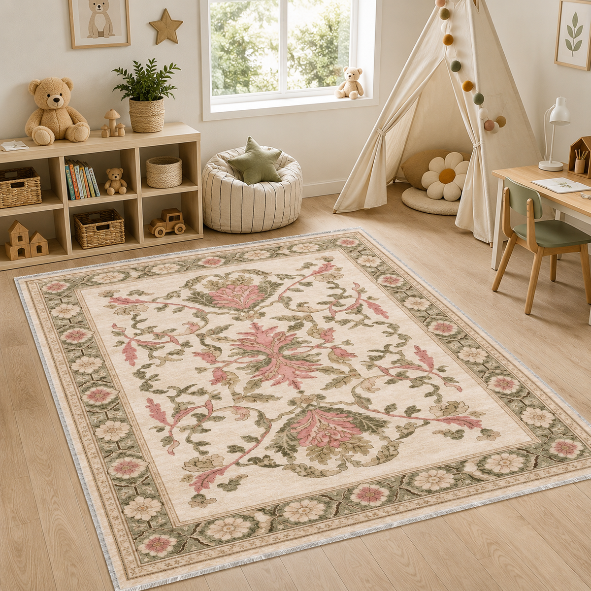 RW3036 washable chenille area rug, room scene