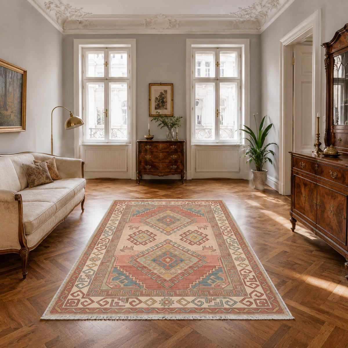 RW30490310 washable chenille area rug, room scene