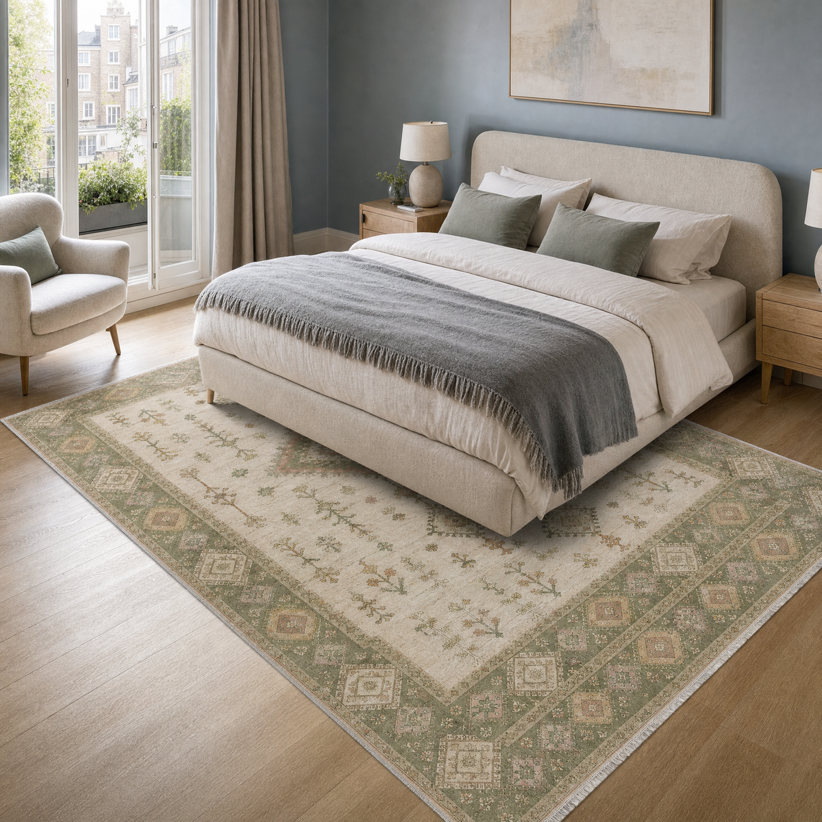 RW3062 washable area rug in a modern bedroom