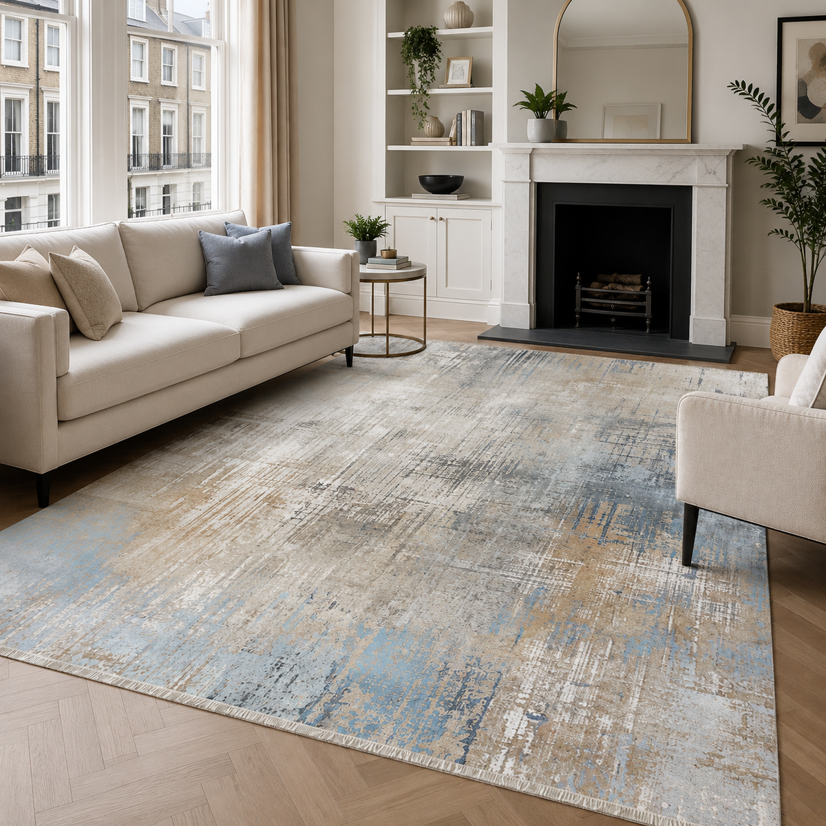 RW7002 washable chenille rug texture and pattern detail