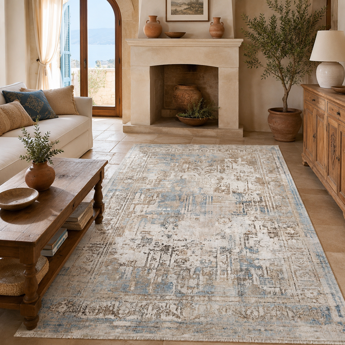 RW7006 washable chenille rug texture and pattern detail
