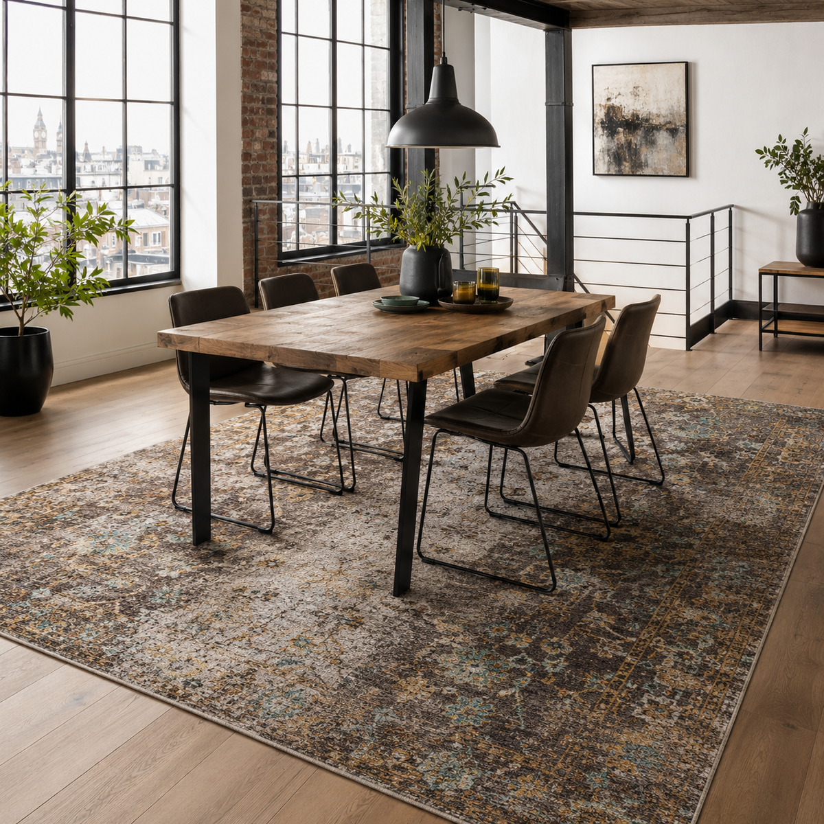 RW7015 washable chenille rug texture and pattern detail