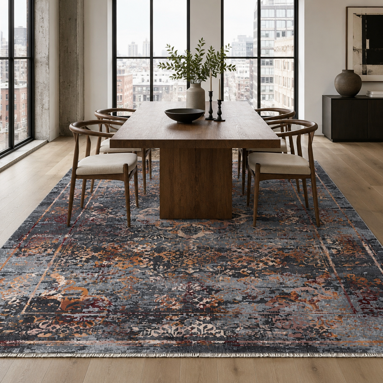 RW7027 washable chenille rug texture and pattern detail