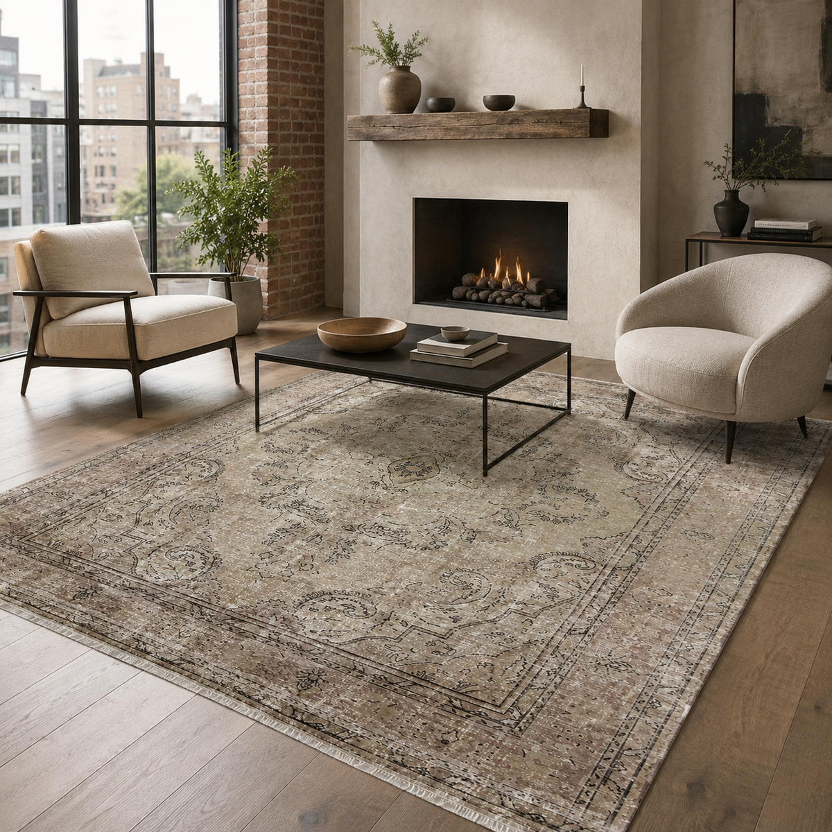 RW7033 washable chenille rug texture and pattern detail