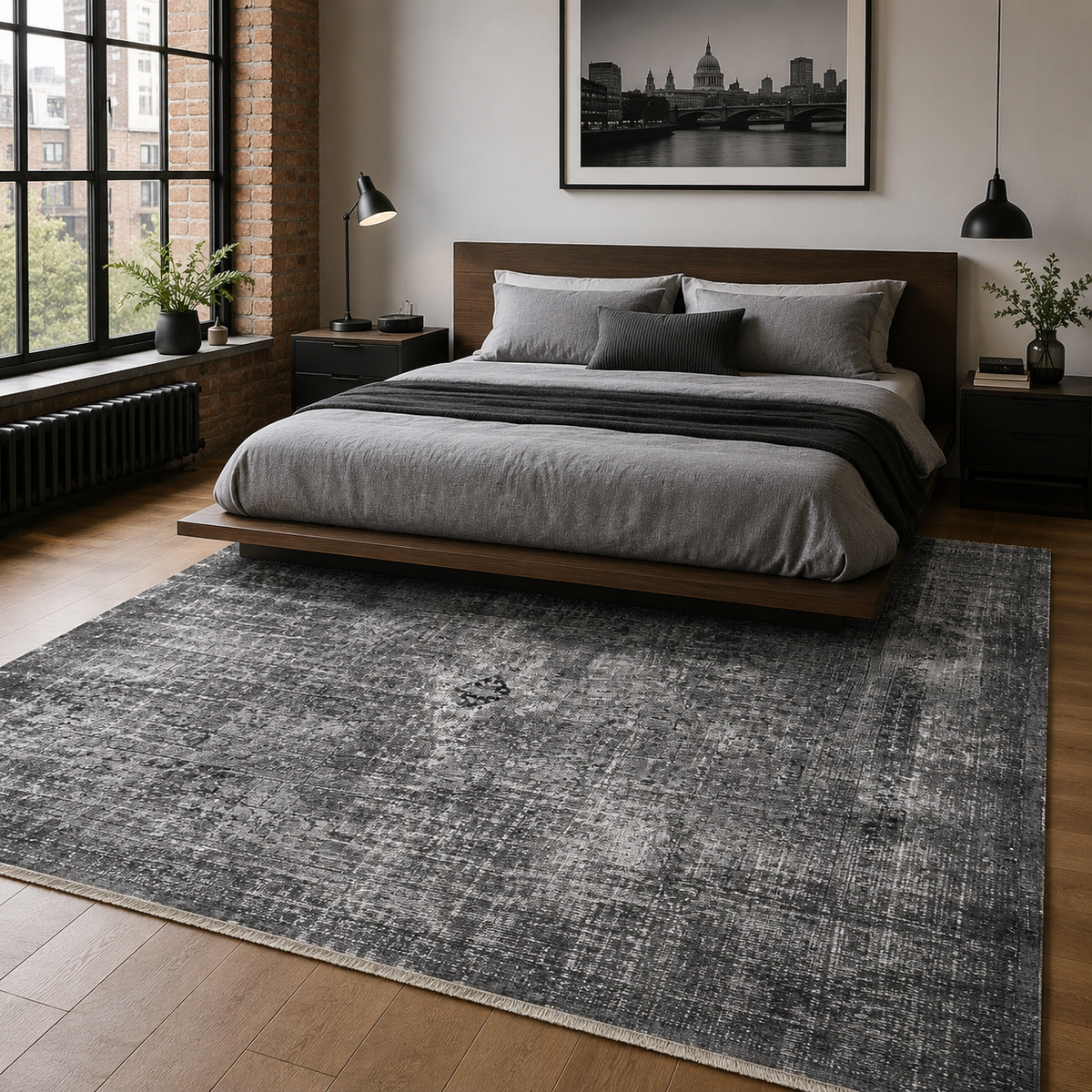 RW7034 washable chenille rug texture and pattern detail
