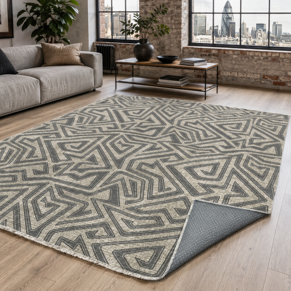 RW7038 washable chenille rug texture and pattern detail