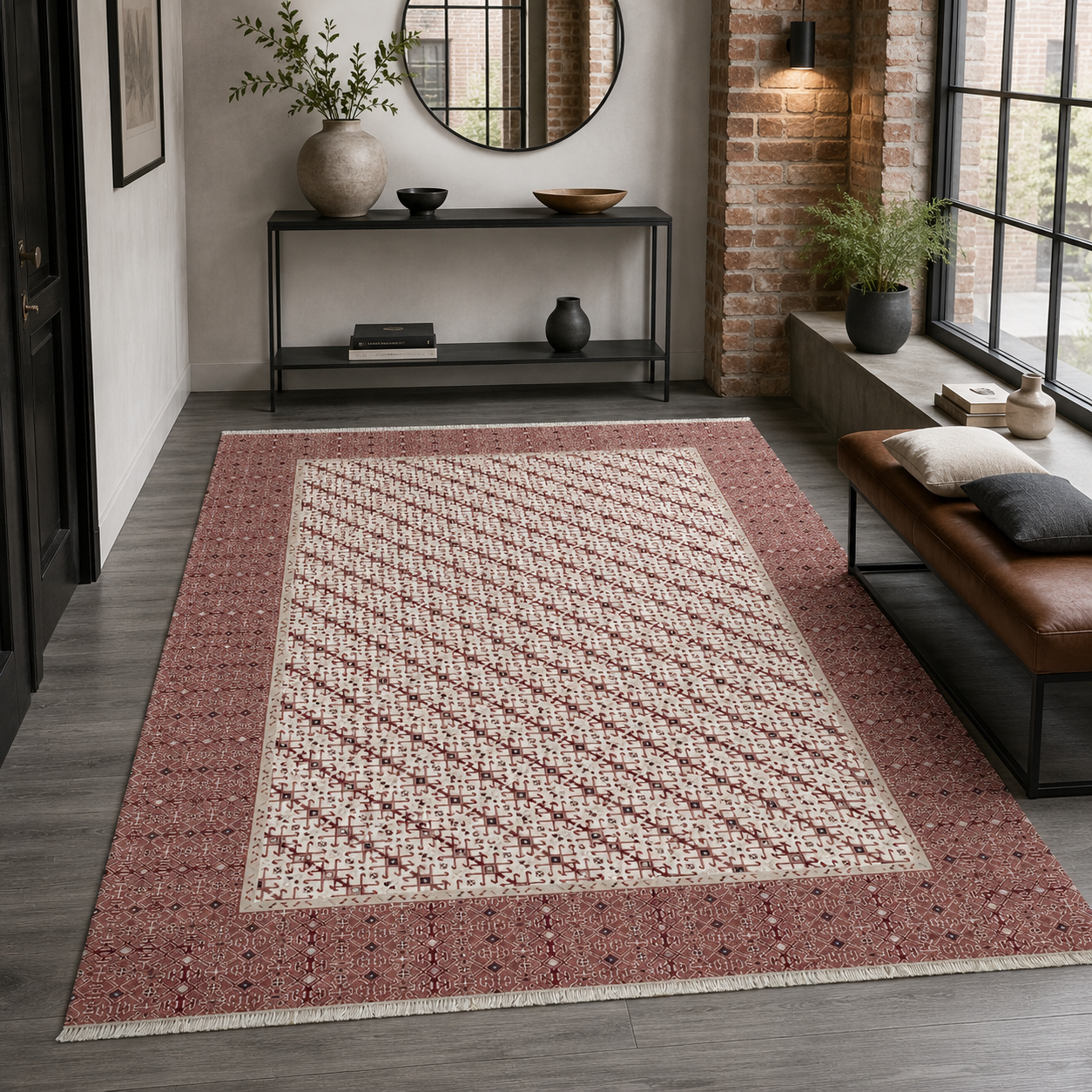 RW7048 washable chenille rug texture and pattern detail