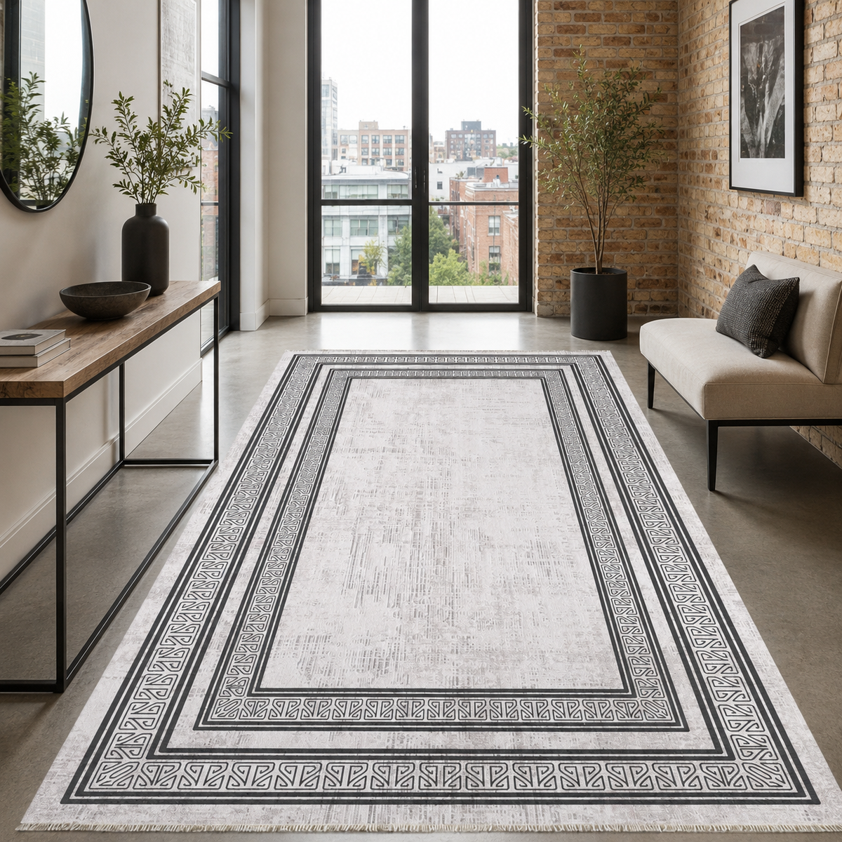 RW7054 washable chenille rug texture and pattern detail