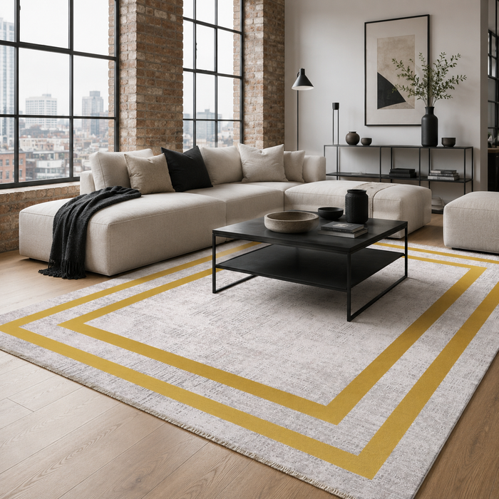 Crown Floral Soft Grey Traditional Washable Rug shown in an illustrative room