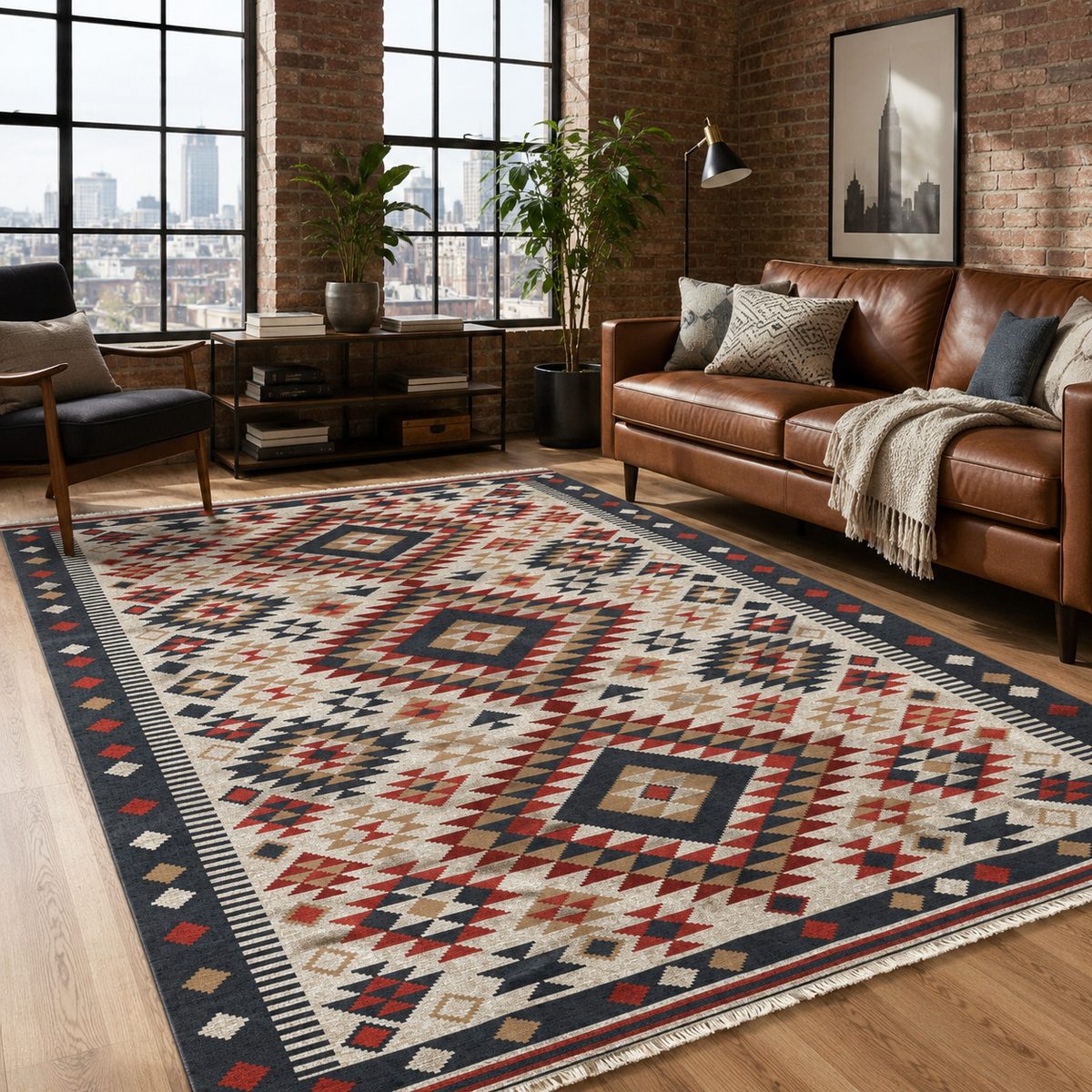 RW7072 washable chenille rug texture and pattern detail