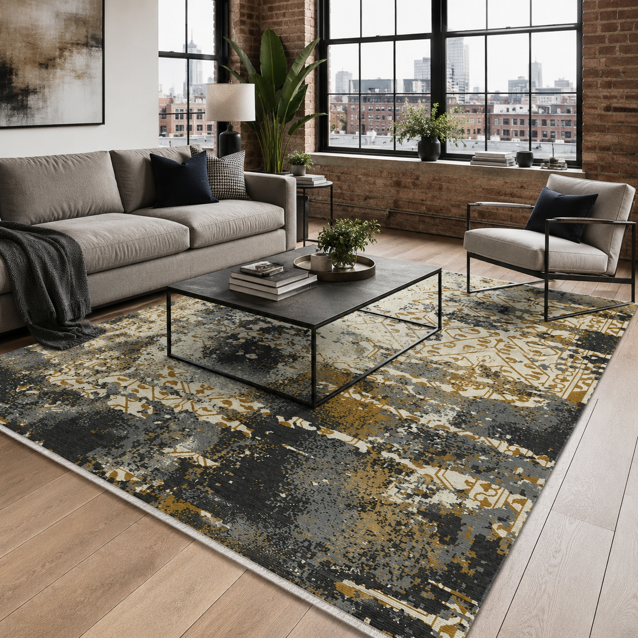 RW7089 washable chenille rug texture and pattern detail