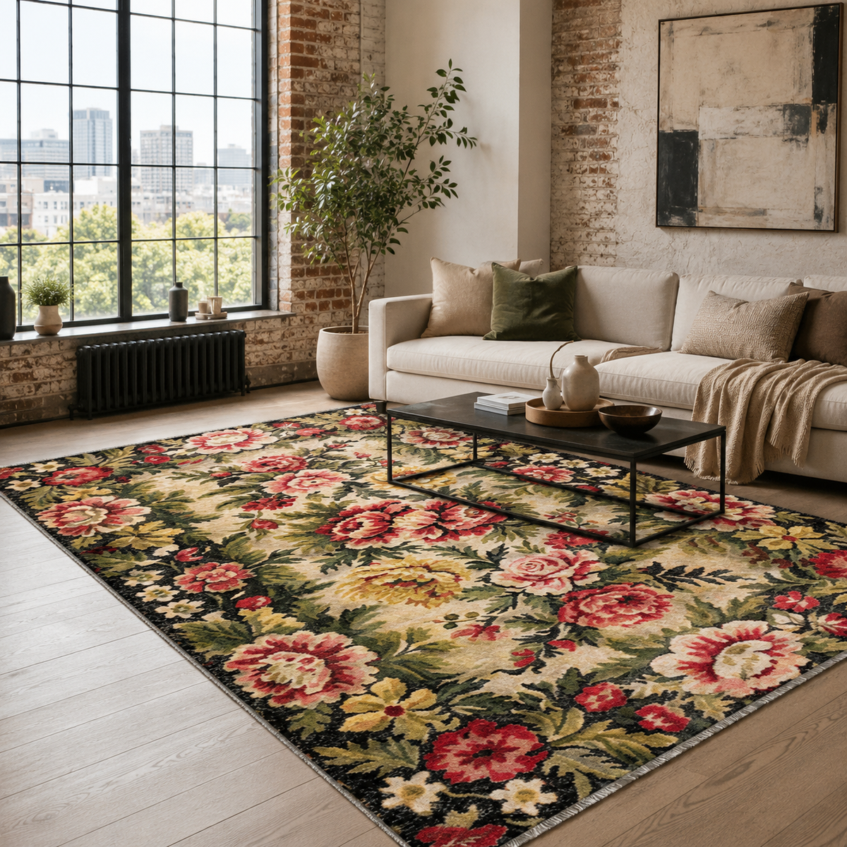 RW7092 washable chenille rug texture and pattern detail