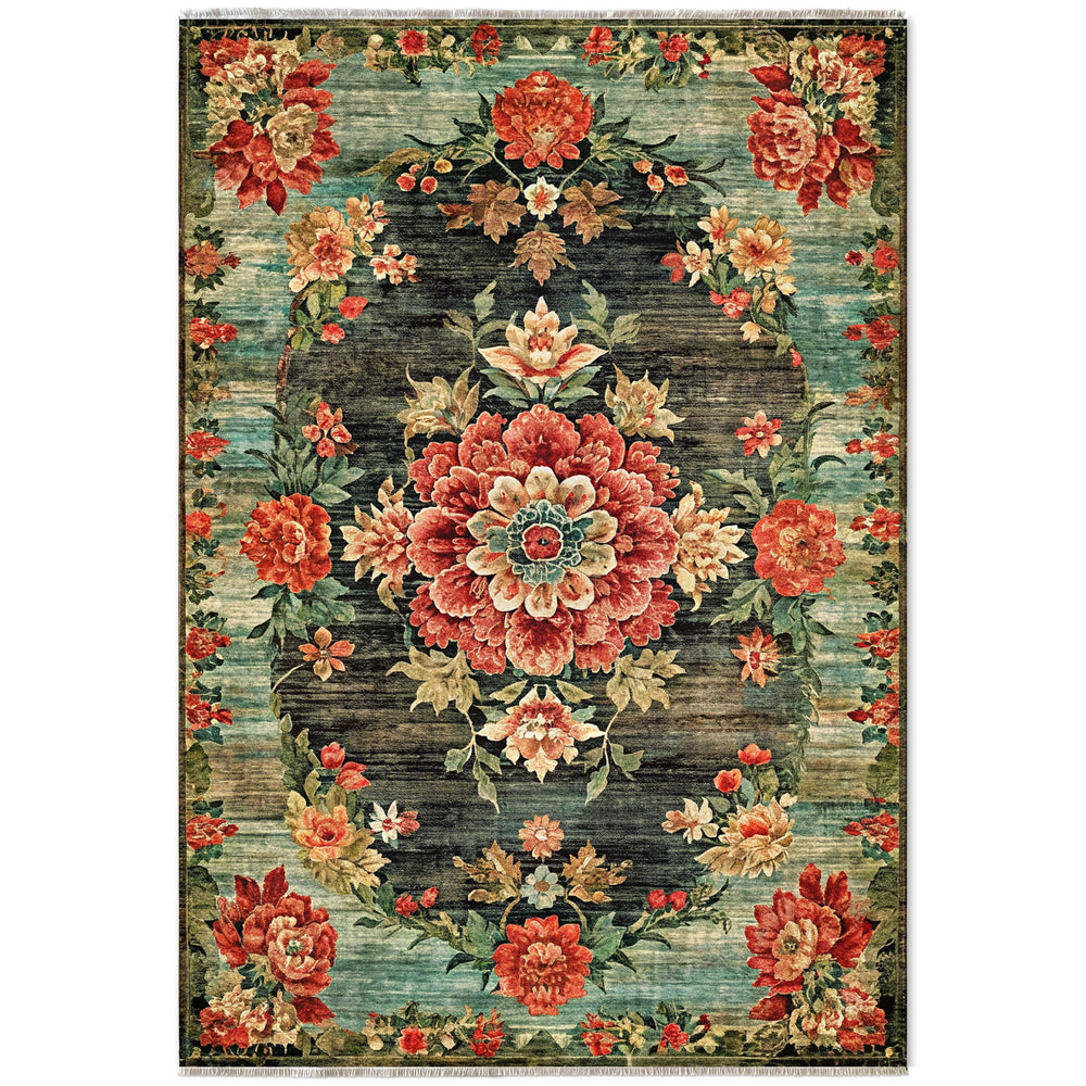 RW7093 washable chenille area rug viewed from above