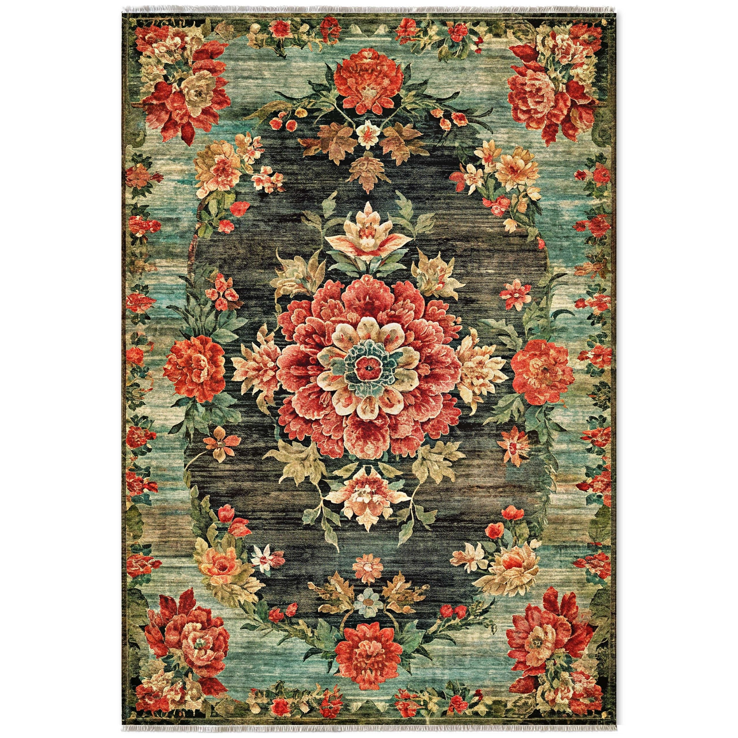RW7093 washable chenille area rug viewed from above