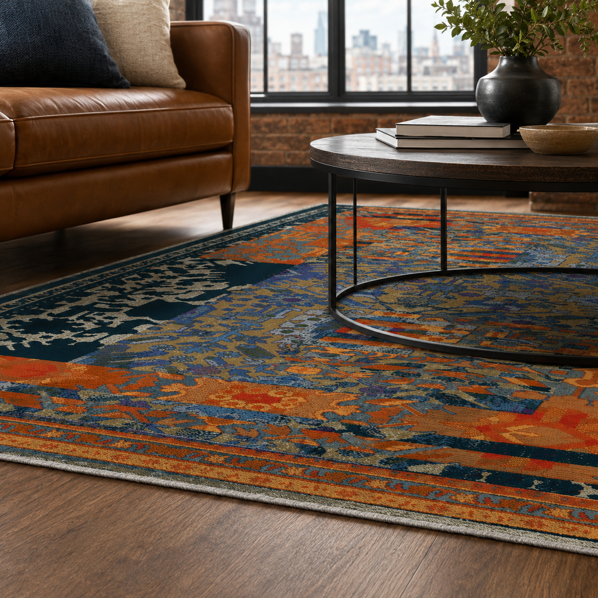 RW7119 washable chenille rug texture and pattern detail
