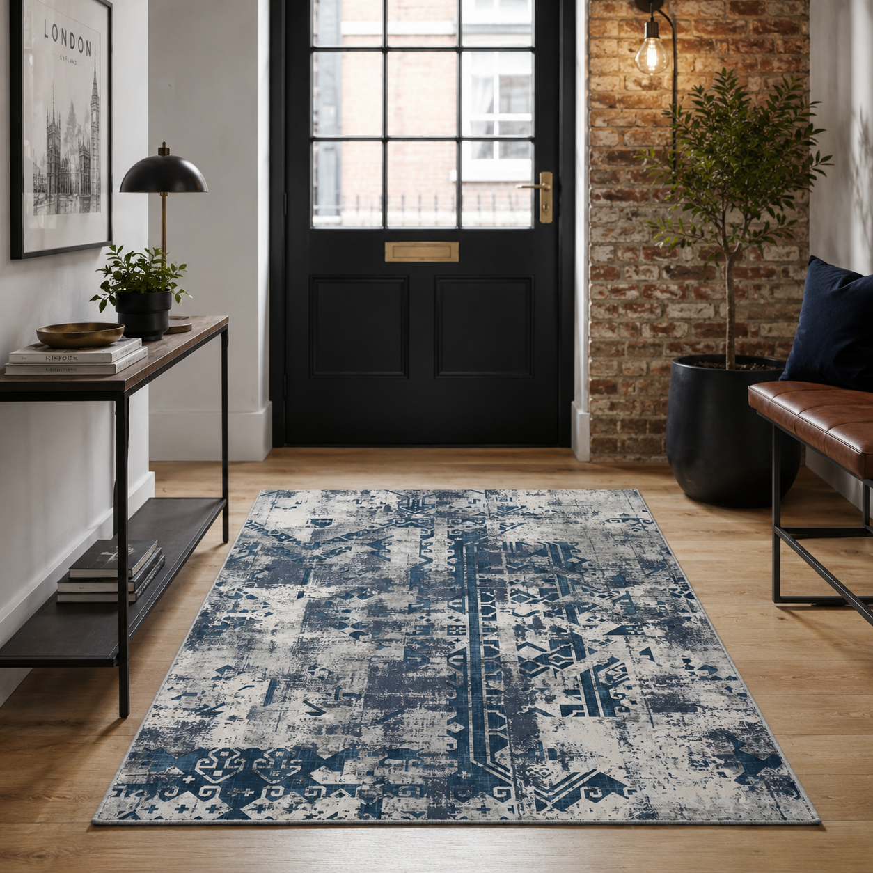 RW7123 washable chenille rug texture and pattern detail