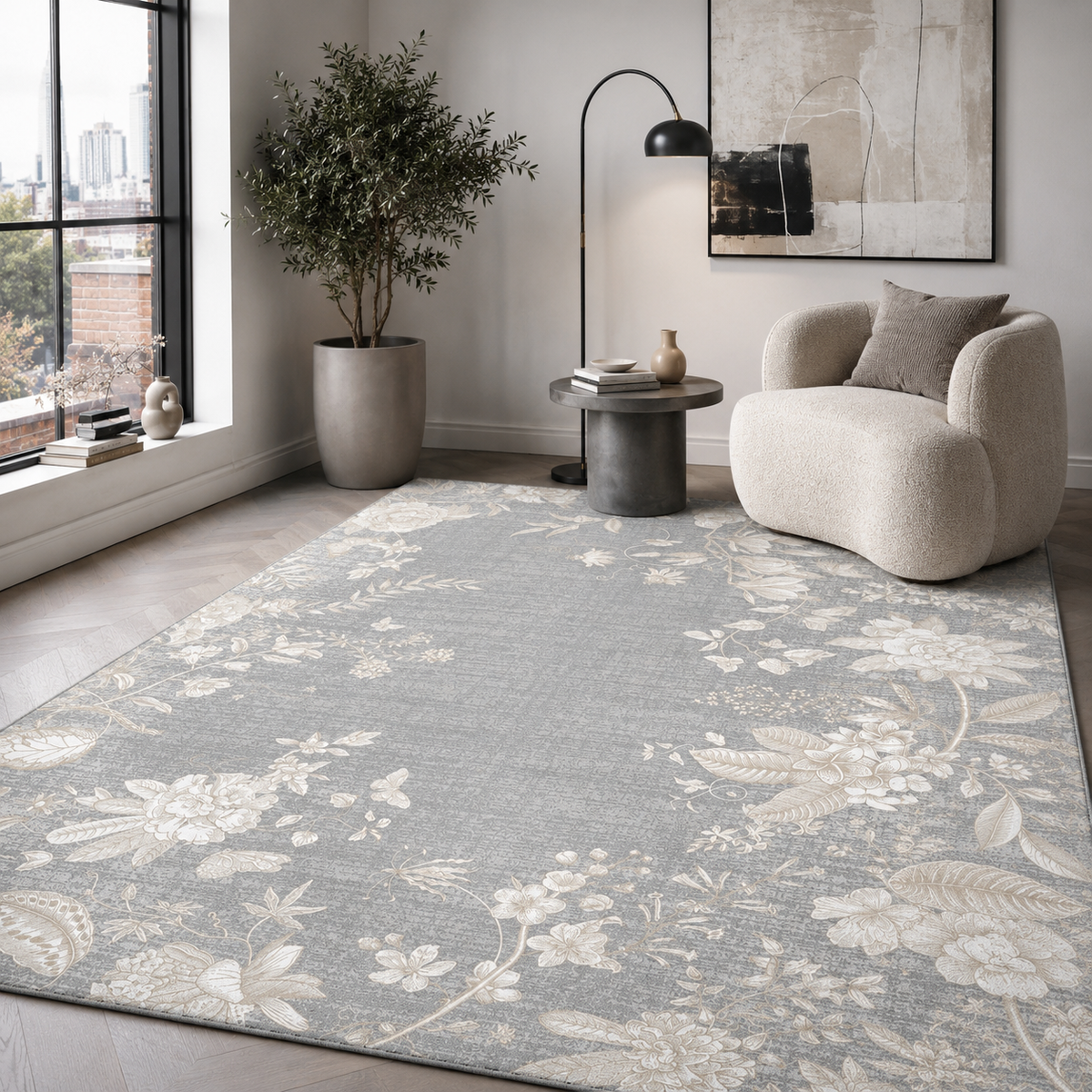 RW7127 washable chenille rug texture and pattern detail