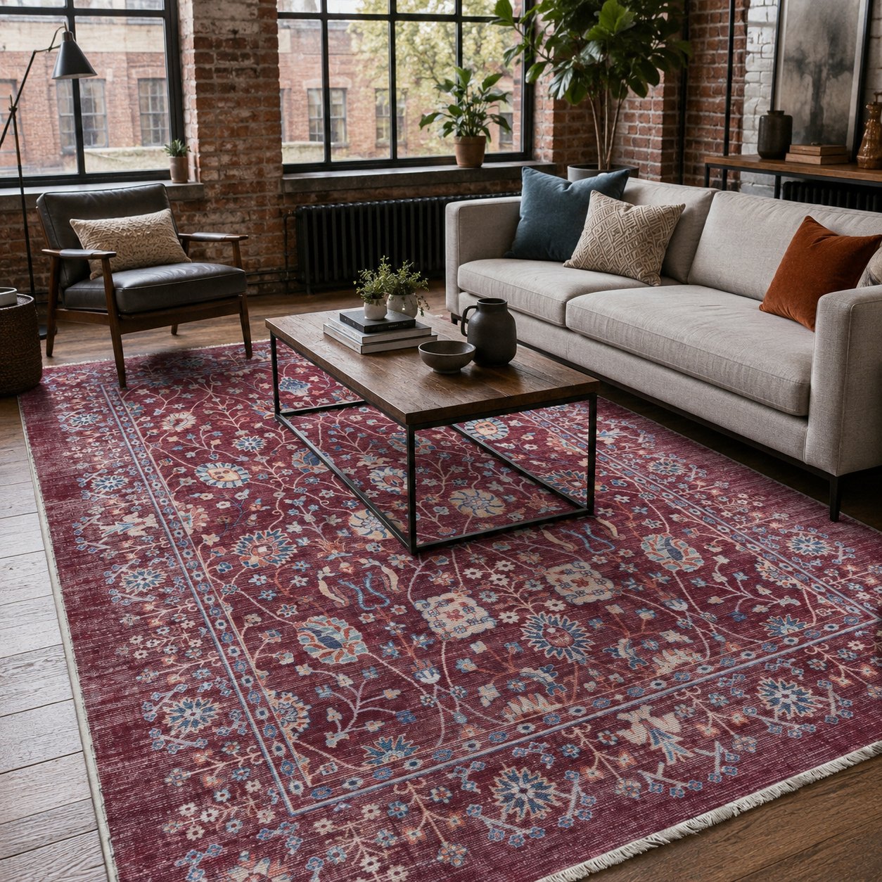 RW7146 washable chenille area rug