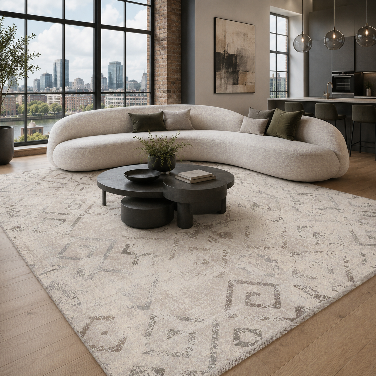 RW7161 washable chenille rug texture and pattern detail
