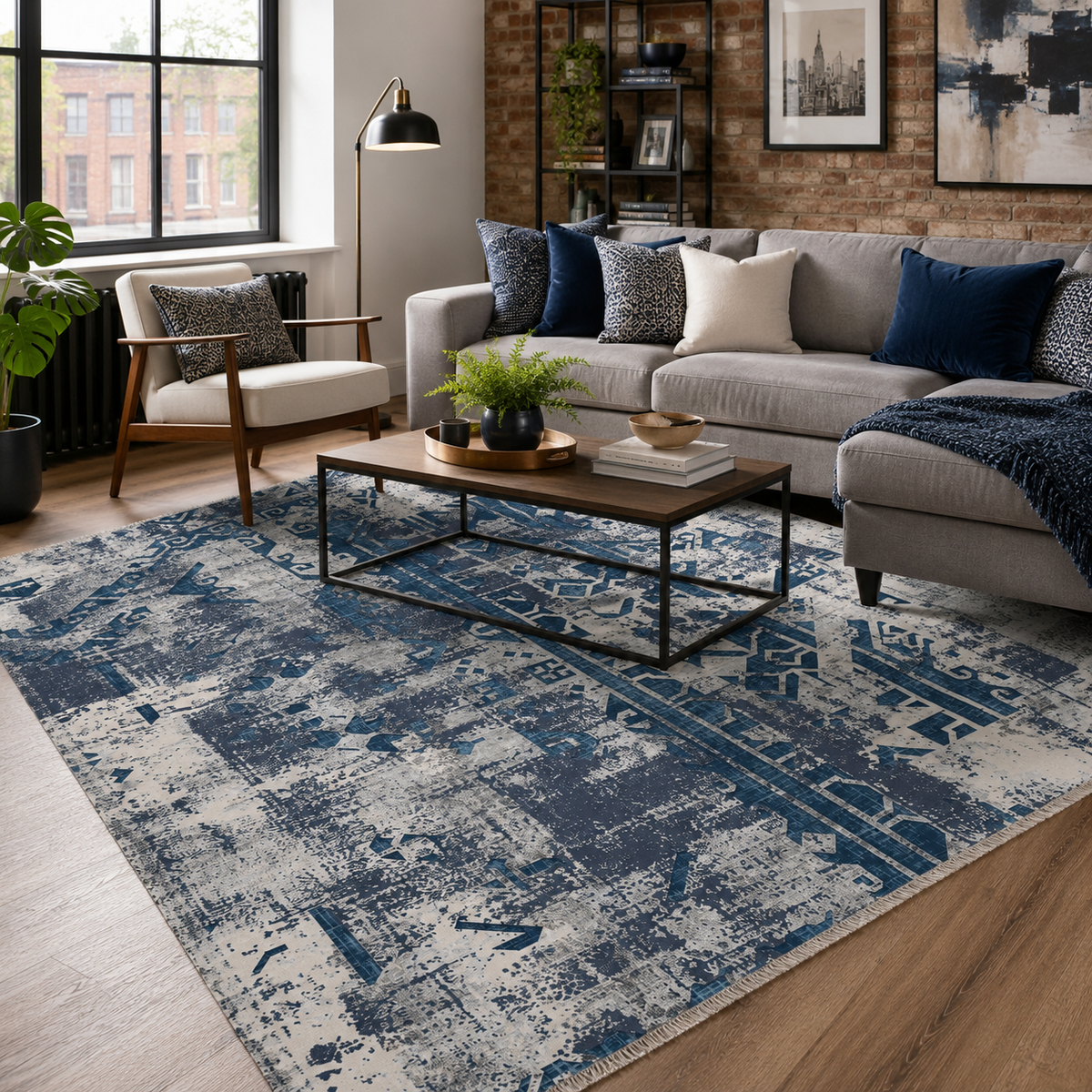 RW7164 washable chenille rug texture and pattern detail