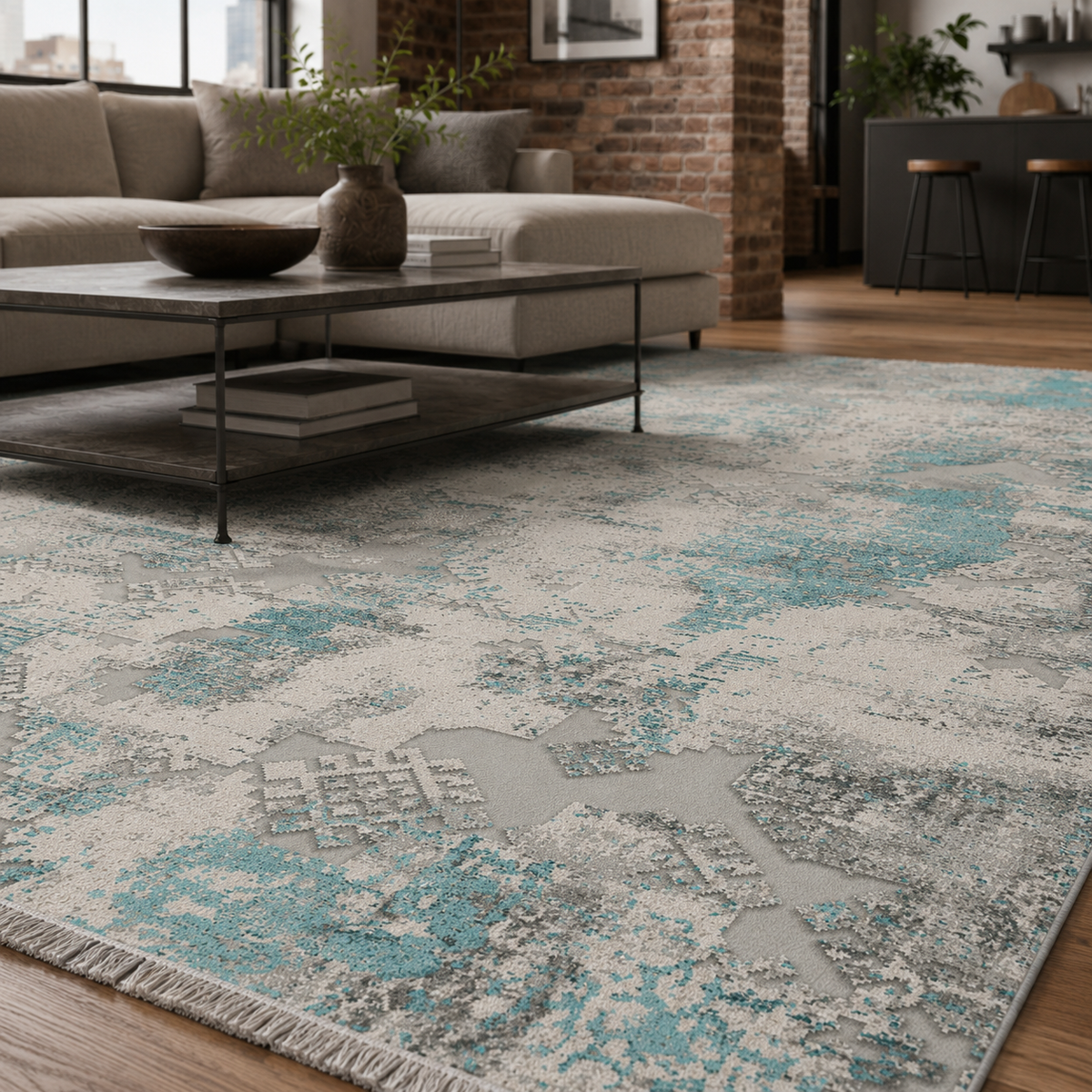 RW7165 washable chenille rug texture and pattern detail