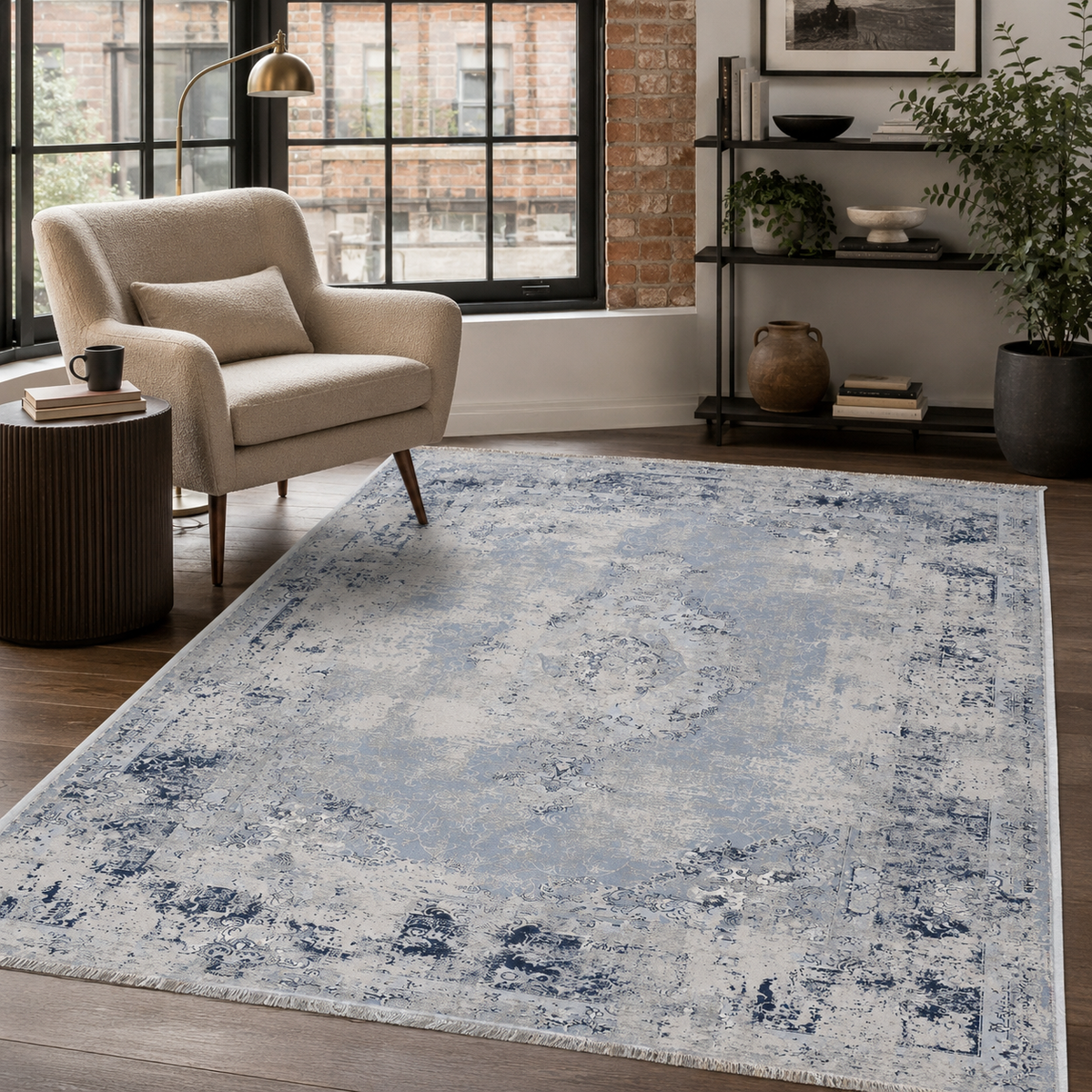 RW7166 washable chenille rug texture and pattern detail