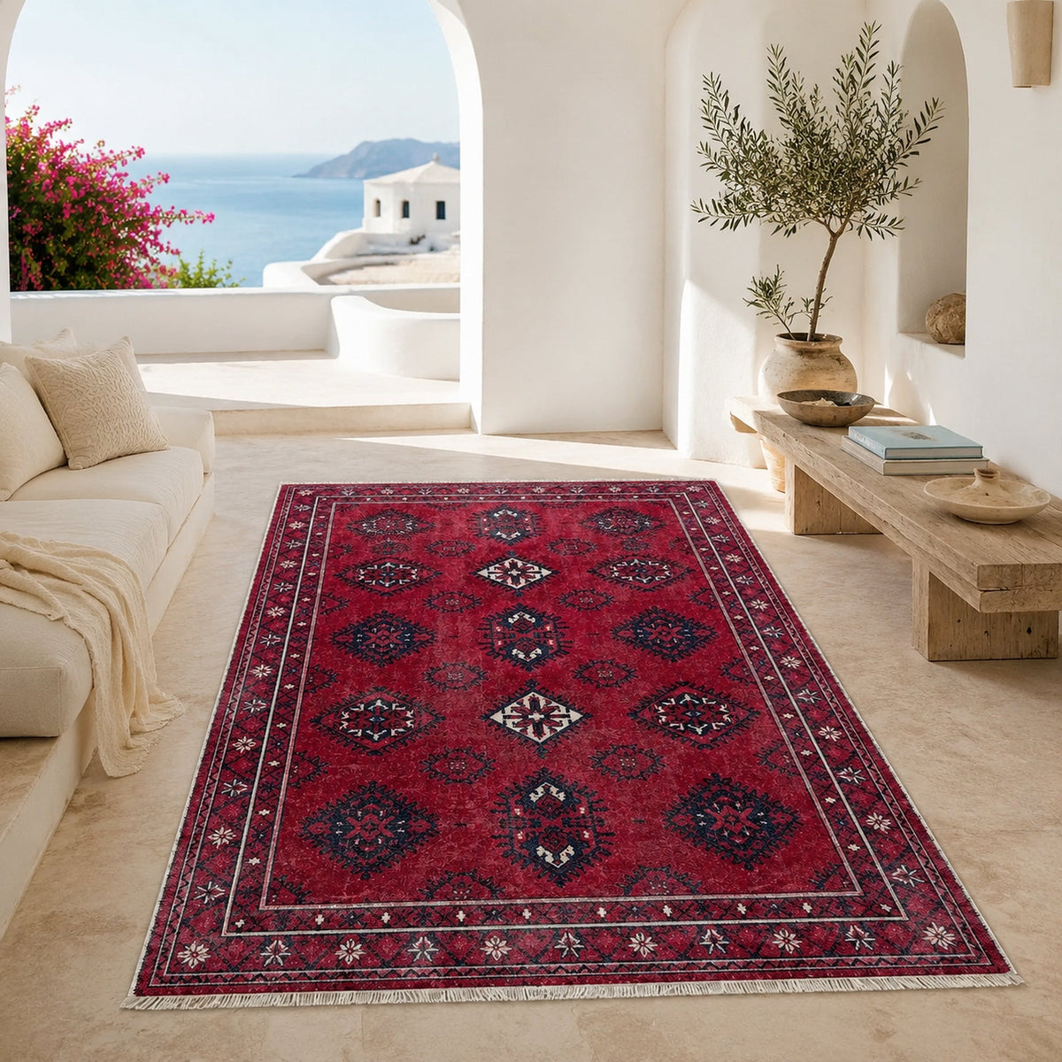 RWK304003 washable chenille area rug, room scene