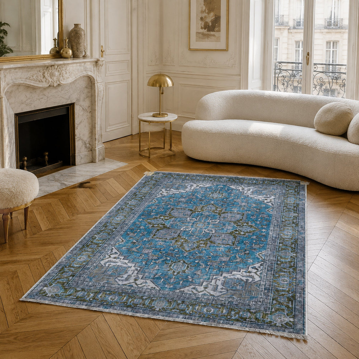 RWK3043203 washable chenille area rug, room scene