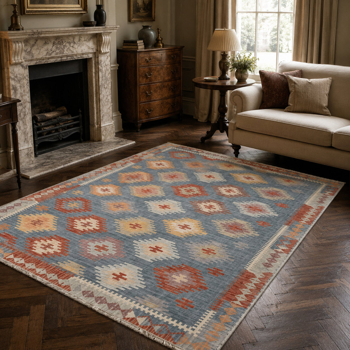 RWK3050 washable chenille area rug, room scene