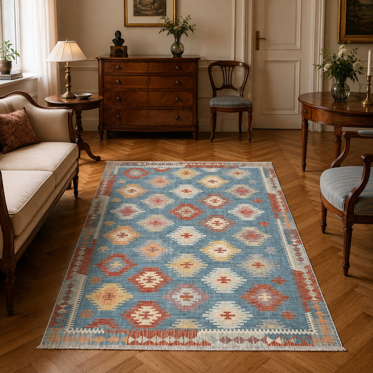 RWK3050 washable chenille area rug, room scene