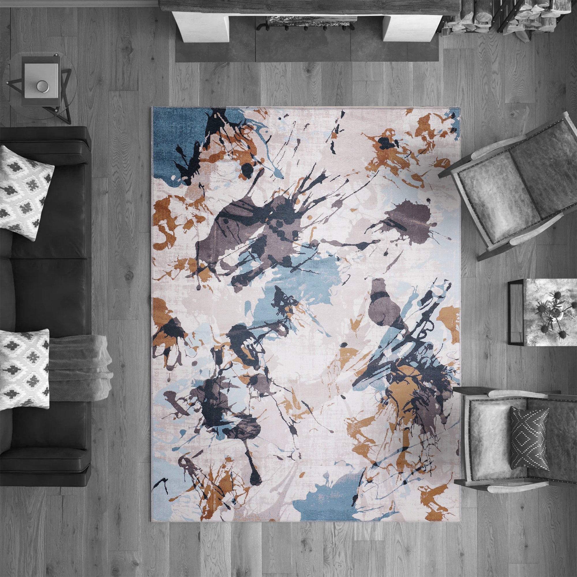 RWNL1004 washable chenille area rug viewed from above