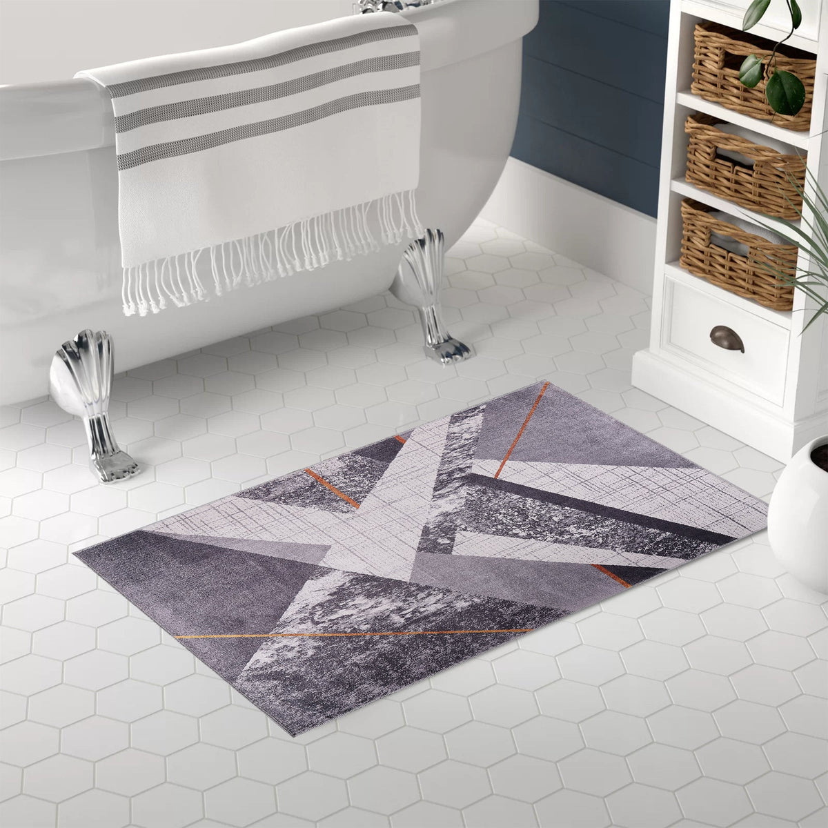 RWNL1005 washable chenille area rug, bathroom