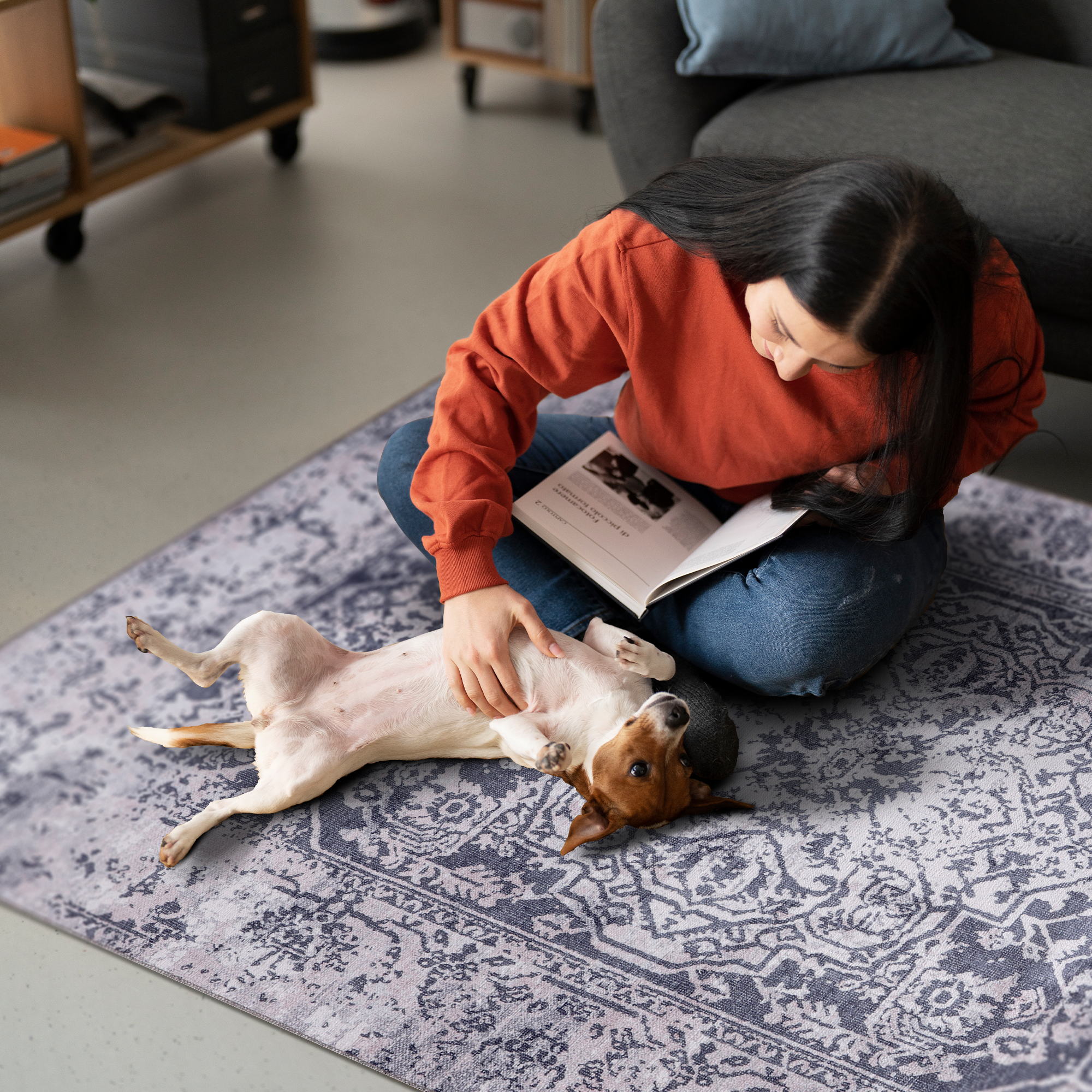 RWNL1010 washable chenille area rug, pet and kid friendly
