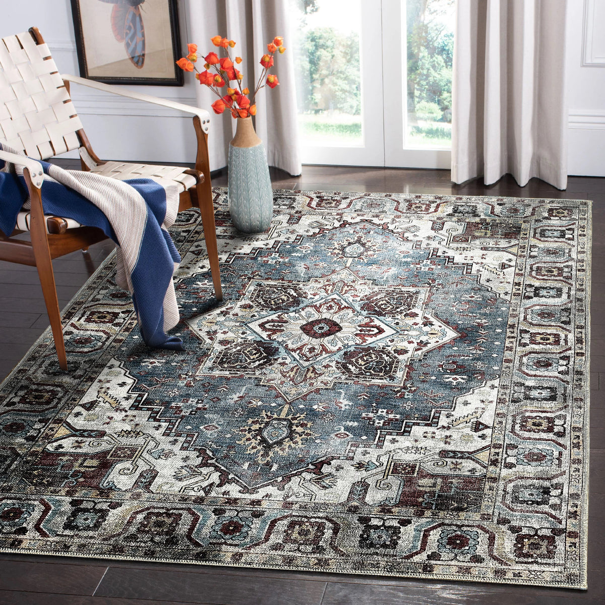 RWNL1014 washable chenille rug texture and pattern detail
