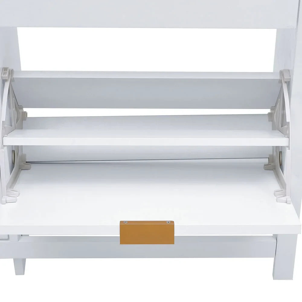 Flip Down Wood Shoe Cabinet 4 Shelf