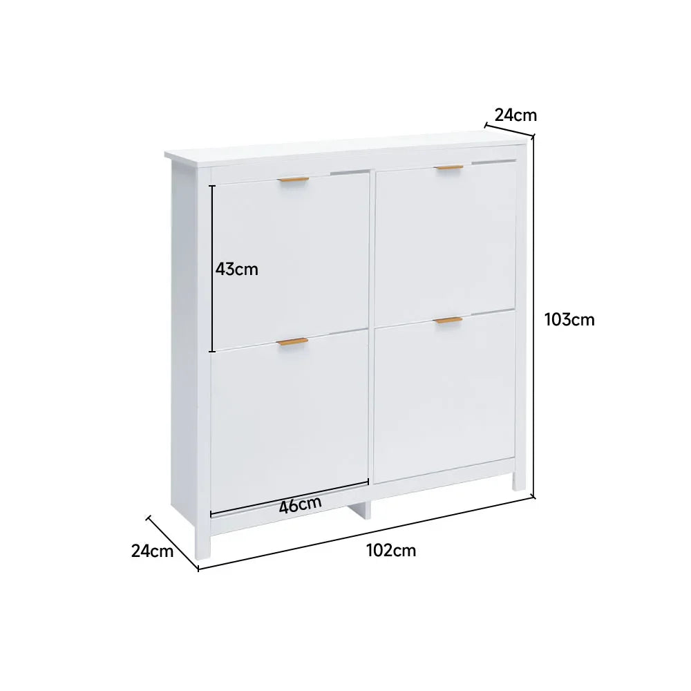Flip Down Wood Shoe Cabinet 4 Shelf