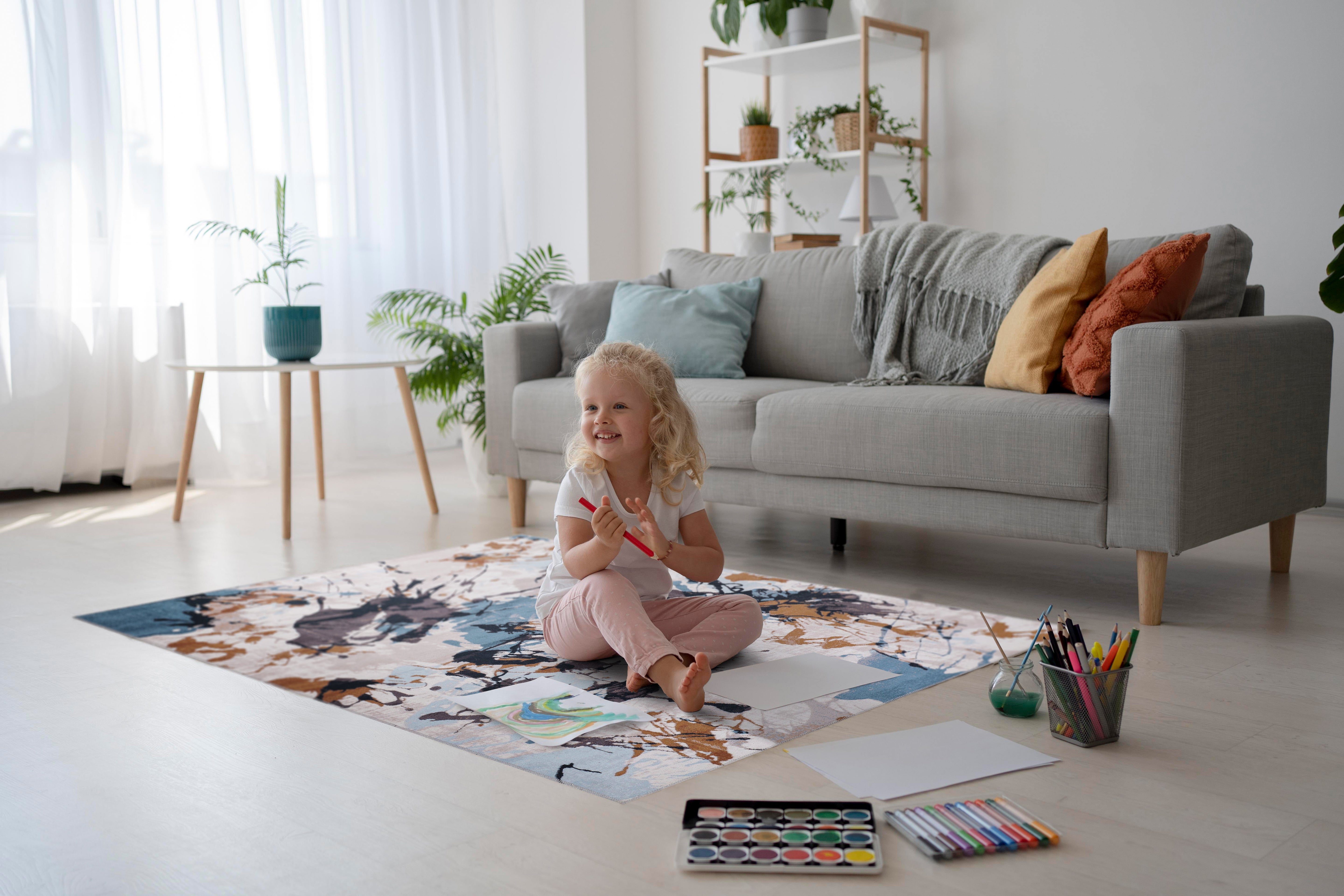 Netline Home Rugs Depot Bohemian Abstract Splash Washable Rug Design NL1004