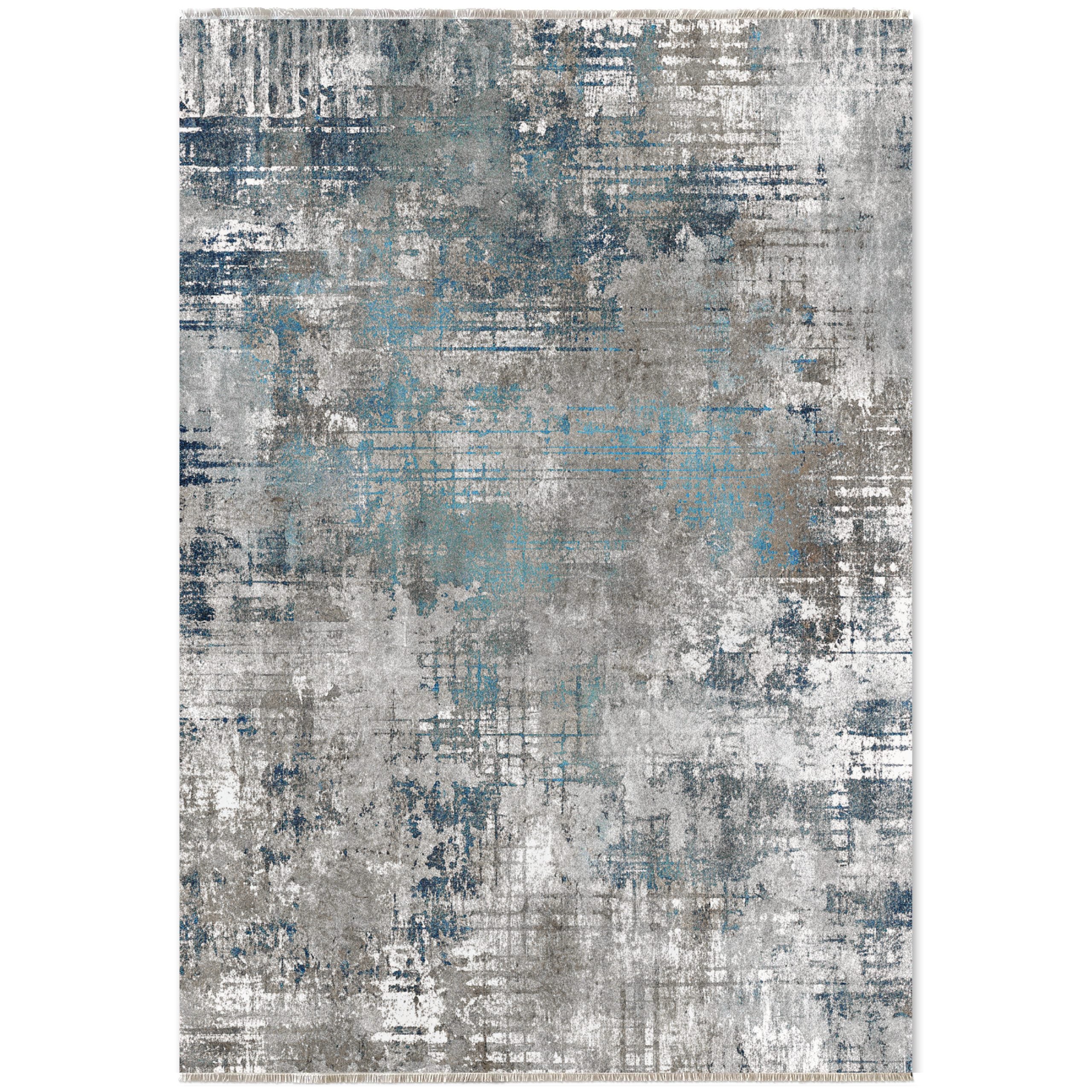 Netline Home Gray Silver Blue Navy Modern Machine Washable Chenille Rug Design NH7001 - Hilltop Photoshoot - Netline Home