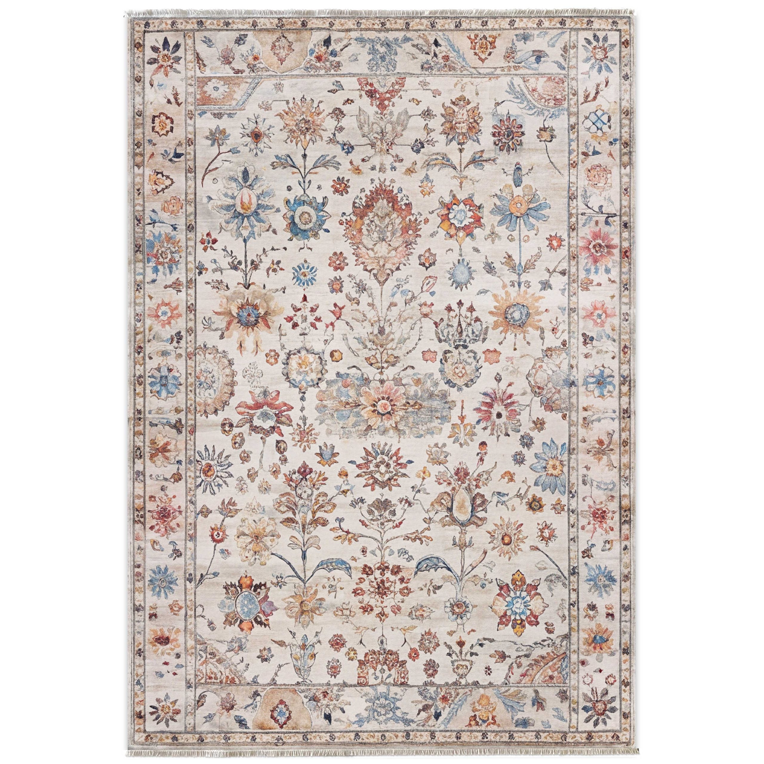 Netline Home Cream White Classic Modern Machine Washable Chenille Rug Design T04 - Hilltop Photoshoot - Netline Home