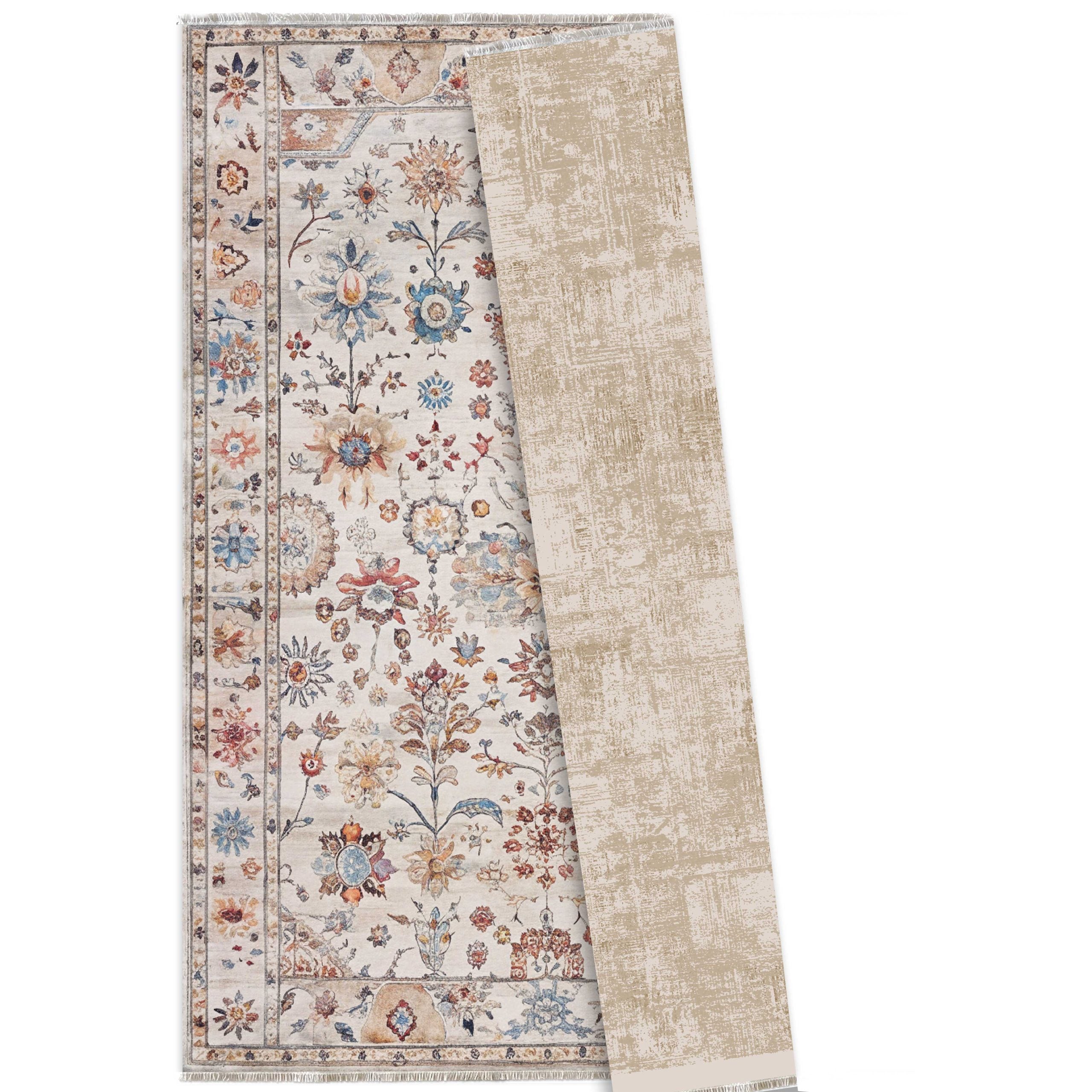 Netline Home Cream White Classic Modern Machine Washable Chenille Rug Design NH7098 - Gallery Image 7 - Netline Home